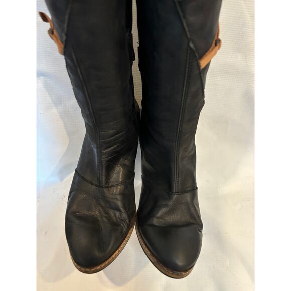Holding Horses Anthropologie Tall Boots Leather Size 38 Black Made in Spain - Picture 4 of 7